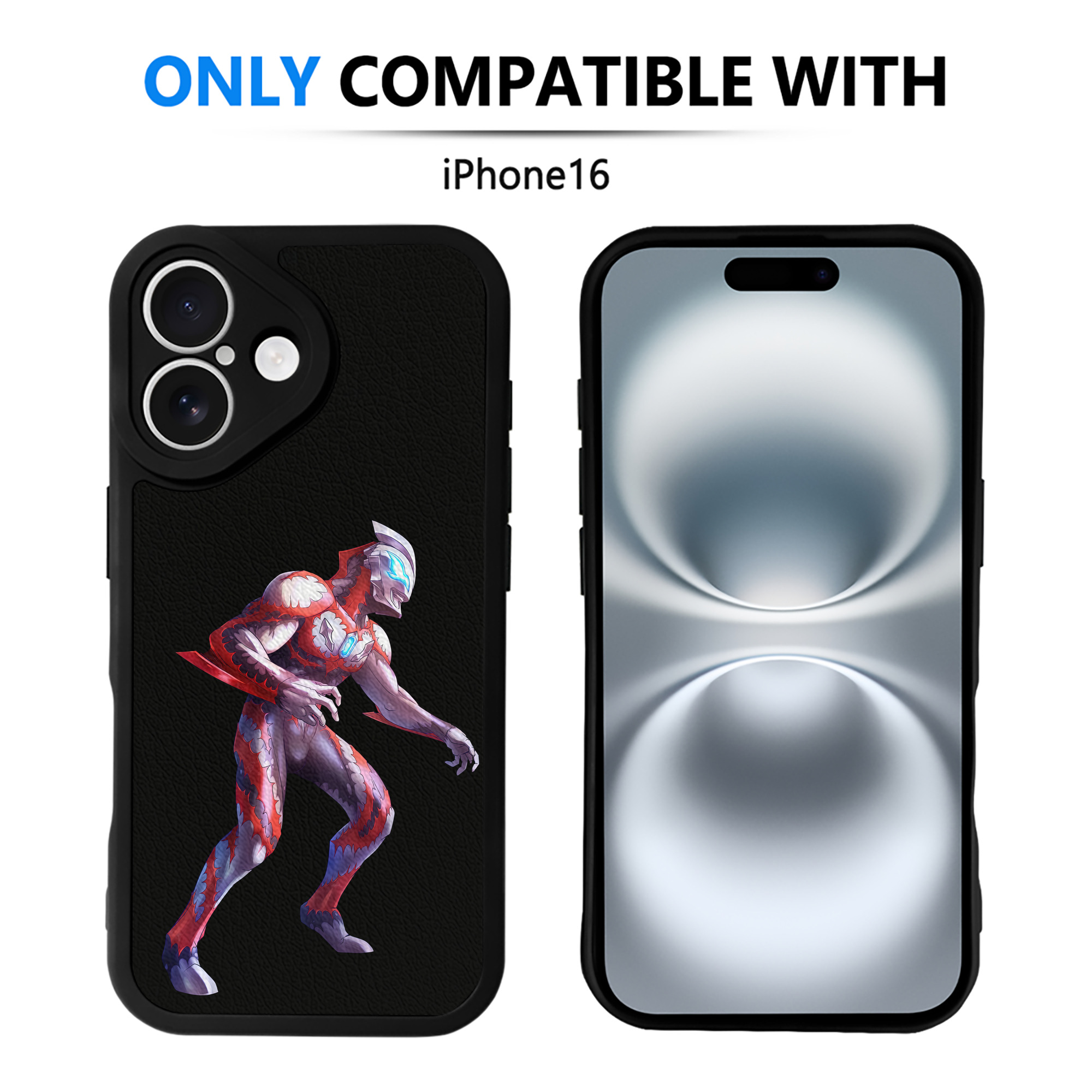 （画像用） ウルトラマン Ultraman 【iPhone 16シリーズ対応】シリコンスマホケース（レザー調） 材質：シリコン